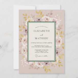 Invitation Mariage Fleur Éthérée Rose Taupe