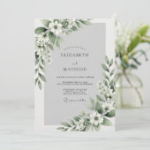 Invitation Mariage Fleur Éthérée Vert Sauge (Debout devant)