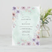 Invitation Mariage Fleur Éthérée Violet Pâle (Debout devant)