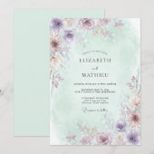 Invitation Mariage Fleur Éthérée Violet Pâle (Devant / Derrière)