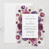 Invitation Mariage Fleur Éthérée Violette (Devant / Derrière)