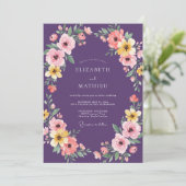 Invitation Mariage Fleur Éthérée Violette (Debout devant)