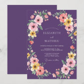 Invitation Mariage Fleur Éthérée Violette (Devant / Derrière)