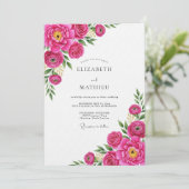 Invitation Mariage Fleur Fuschia Impressionniste (Debout devant)