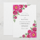 Invitation Mariage Fleur Fuschia Impressionniste (Devant / Derrière)