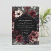 Invitation Mariage Fleur Garnet Gothique (Debout devant)