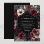Invitation Mariage Fleur Garnet Gothique (Devant / Derrière)