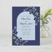 Invitation Mariage Fleur Indigo Saphir (Debout devant)