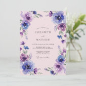 Invitation Mariage Fleur Indigo Violet (Debout devant)