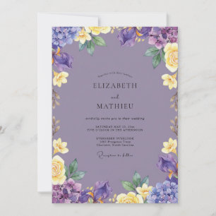 Invitation Mariage Fleur Jaune Améthyste