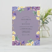 Invitation Mariage Fleur Jaune Améthyste (Debout devant)