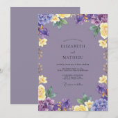 Invitation Mariage Fleur Jaune Améthyste (Devant / Derrière)