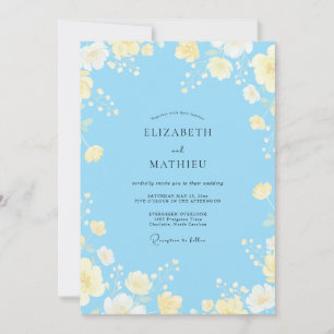 Invitation Mariage Fleur Jaune Azur