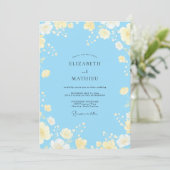 Invitation Mariage Fleur Jaune Azur (Debout devant)