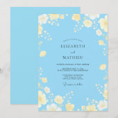 Invitation Mariage Fleur Jaune Azur (Devant / Derrière)