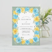 Invitation Mariage Fleur Jaune Azur (Debout devant)