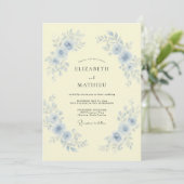 Invitation Mariage Fleur Jaune Bleuet (Debout devant)