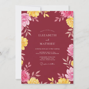 Invitation Mariage Fleur Jaune Bourgeon