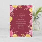 Invitation Mariage Fleur Jaune Bourgeon (Debout devant)