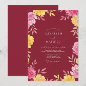 Invitation Mariage Fleur Jaune Bourgeon (Devant / Derrière)