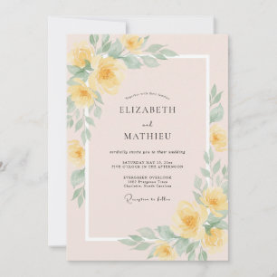 Invitation Mariage Fleur Jaune Douce