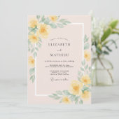 Invitation Mariage Fleur Jaune Douce (Debout devant)