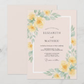 Invitation Mariage Fleur Jaune Douce (Devant / Derrière)