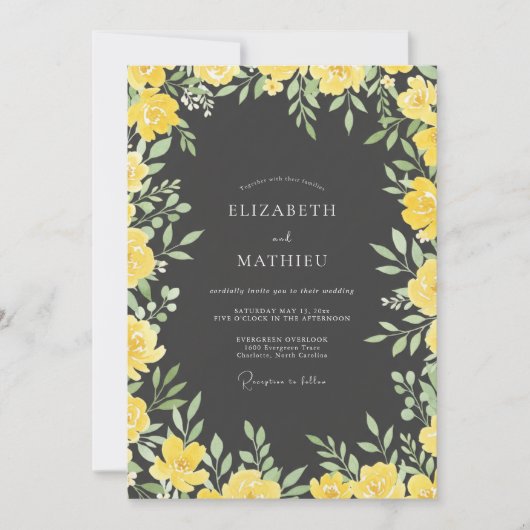 Invitation Mariage Fleur Jaune Floraison (Devant)