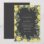 Invitation Mariage Fleur Jaune Floraison (Devant / Derrière)