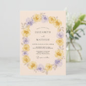 Invitation Mariage Fleur Jaune Lavande (Debout devant)