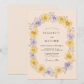 Invitation Mariage Fleur Jaune Lavande (Devant / Derrière)