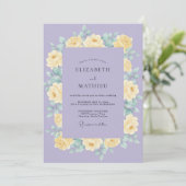 Invitation Mariage Fleur Jaune Lilas (Debout devant)