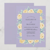 Invitation Mariage Fleur Jaune Lilas (Devant / Derrière)