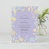 Invitation Mariage Fleur Jaune Lilas Atténué (Debout devant)