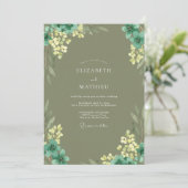 Invitation Mariage Fleur Jaune Olive (Debout devant)