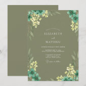 Invitation Mariage Fleur Jaune Olive (Devant / Derrière)