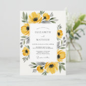 Invitation Mariage Fleur Jaune Peinte (Debout devant)