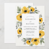 Invitation Mariage Fleur Jaune Peinte (Devant / Derrière)