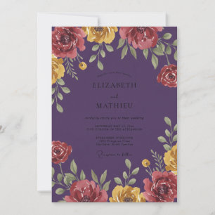 Invitation Mariage Fleur Jaune Prune