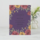 Invitation Mariage Fleur Jaune Prune (Debout devant)