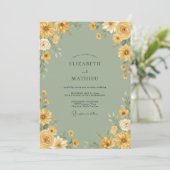 Invitation Mariage Fleur Jaune Verdoyante (Debout devant)