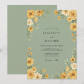 Invitation Mariage Fleur Jaune Verdoyante (Devant / Derrière)