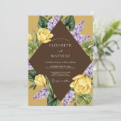 Invitation Mariage Fleur Jaune Violet (Debout devant)
