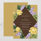 Invitation Mariage Fleur Jaune Violet (Devant / Derrière)
