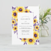 Invitation Mariage Fleur Jaune Violet Peintre (Debout devant)