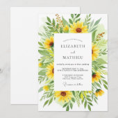 Invitation Mariage Fleur Jaune Vivifiante (Devant / Derrière)