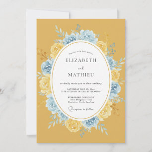 Invitation Mariage Fleur Lustrée Jaune Moutarde