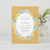 Invitation Mariage Fleur Lustrée Jaune Moutarde (Debout devant)