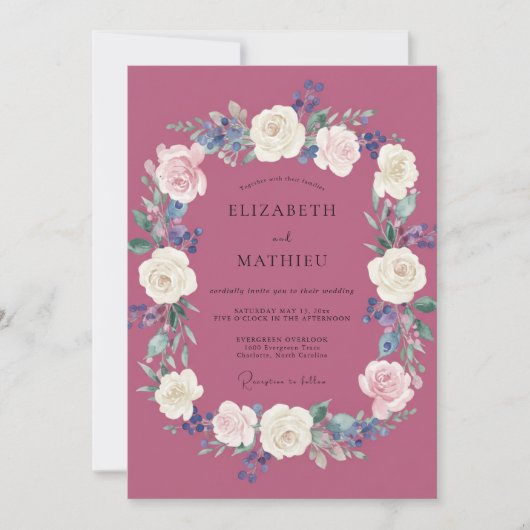 Invitation Mariage Fleur Luxuriante de Prunier (Devant)