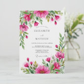 Invitation Mariage Fleur luxuriante Fuchsia (Debout devant)